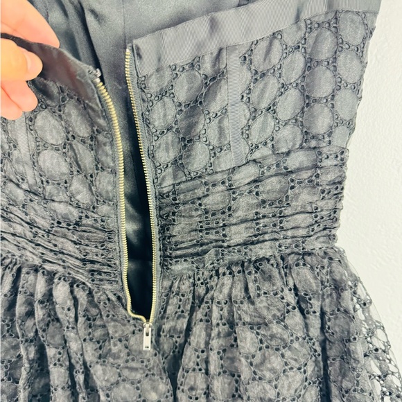 Betsey Johnson Strapless SweatHeart Black Eyelet Mesh Tiered Princess Mini Dress - Picture 6 of 8